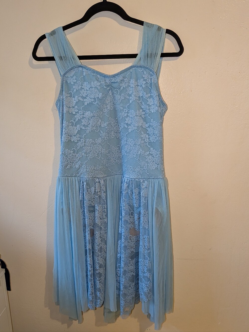 Weissman Light Blue Lace & Tulle Figure Skating/Dance Dress Women's Size Large